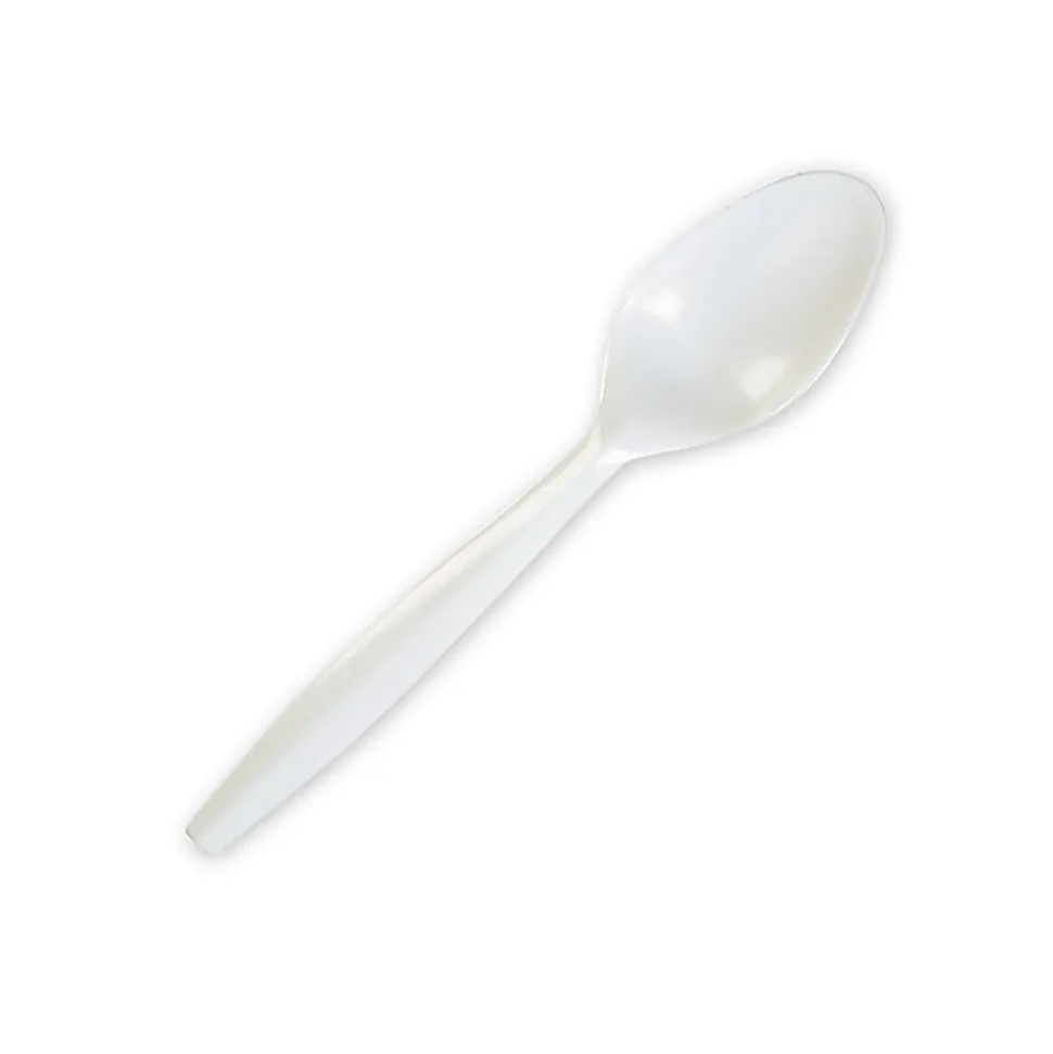 Genuine Joe Heavy/Medium-Weight Polypropylene Spoons, White, Box Of 1,000