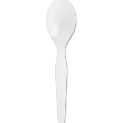 Genuine Joe Heavy/Medium-Weight Polystyrene Spoons, White, Box Of 100