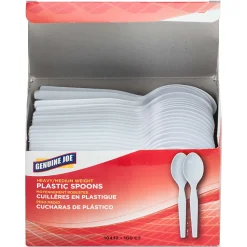 Genuine Joe Heavy/Medium-Weight Polystyrene Spoons, White, Box Of 100