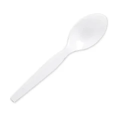 Genuine Joe Heavy/Medium-Weight Polystyrene Spoons, White, Box Of 100