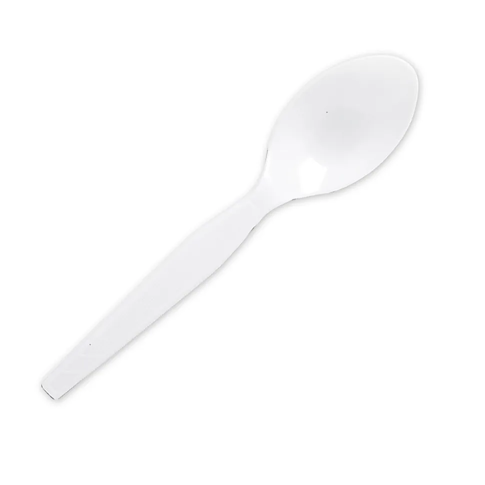 Genuine Joe Heavy/Medium-Weight Polystyrene Spoons, White, Box Of 100