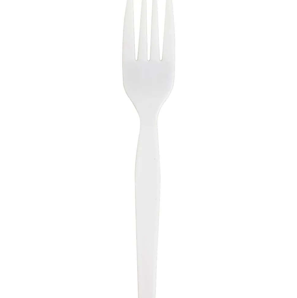 Genuine Joe Heavyweight Disposable Forks - 1 Piece(s) - Fork - 1 x Fork - Disposable - White - 1000/Carton
