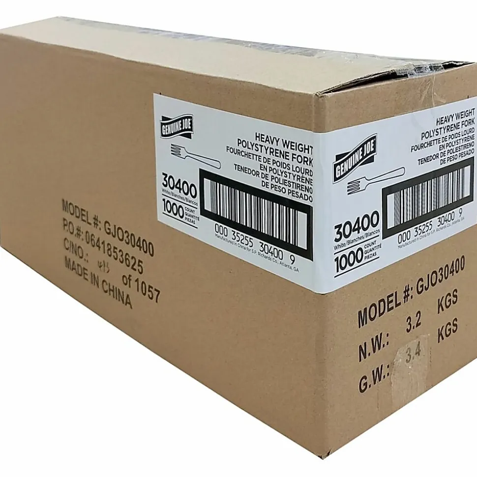 Genuine Joe Heavyweight Disposable Forks - 1 Piece(s) - Fork - 1 x Fork - Disposable - White - 1000/Carton
