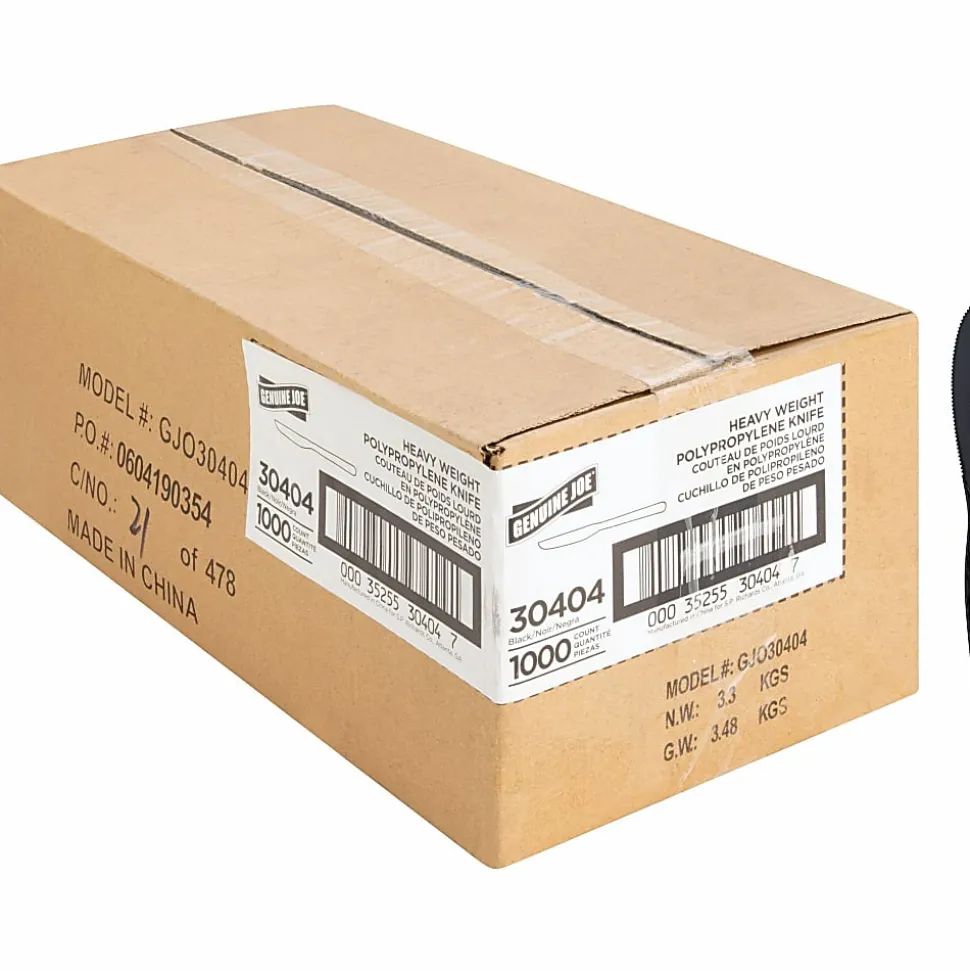 Genuine Joe Heavyweight Knife - 1 Piece(s) - Knife - 1 x Knife - Disposable - Textured - Black - 1000/Carton