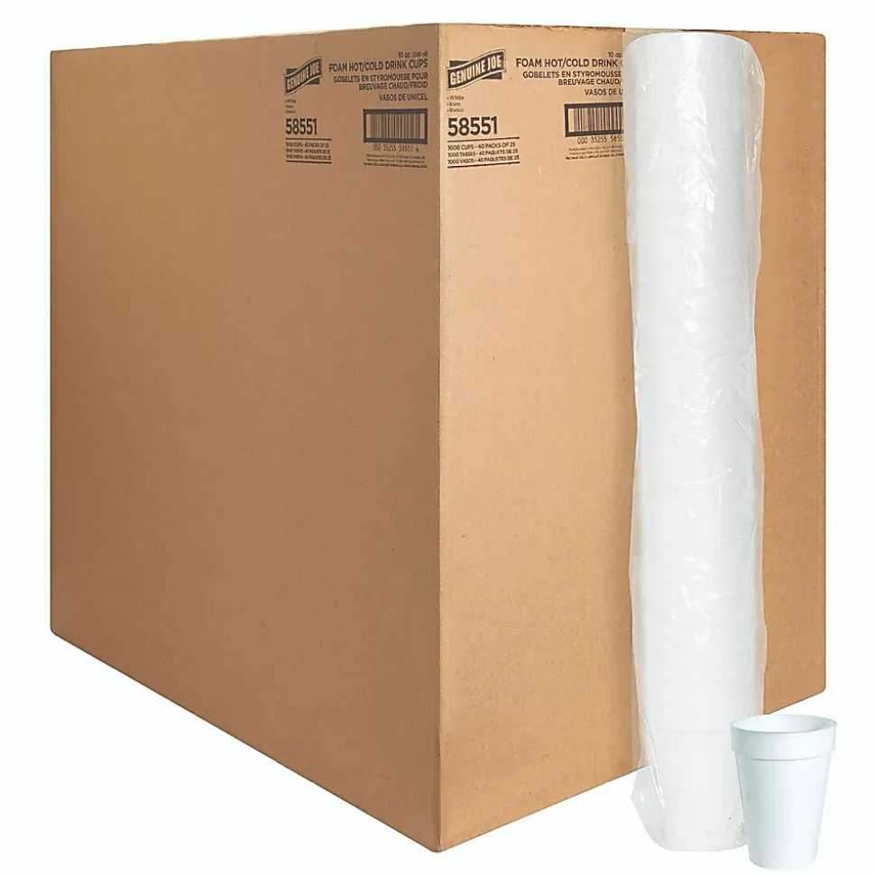 Genuine Joe Hot/Cold Foam Cups, 10 Oz., Carton Of 1000