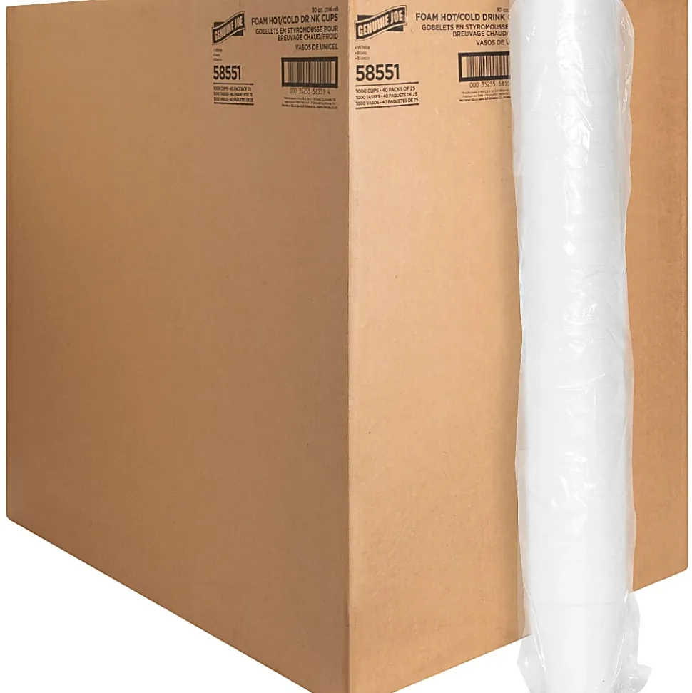 Genuine Joe Hot/Cold Foam Cups, 10 Oz., Carton Of 1000