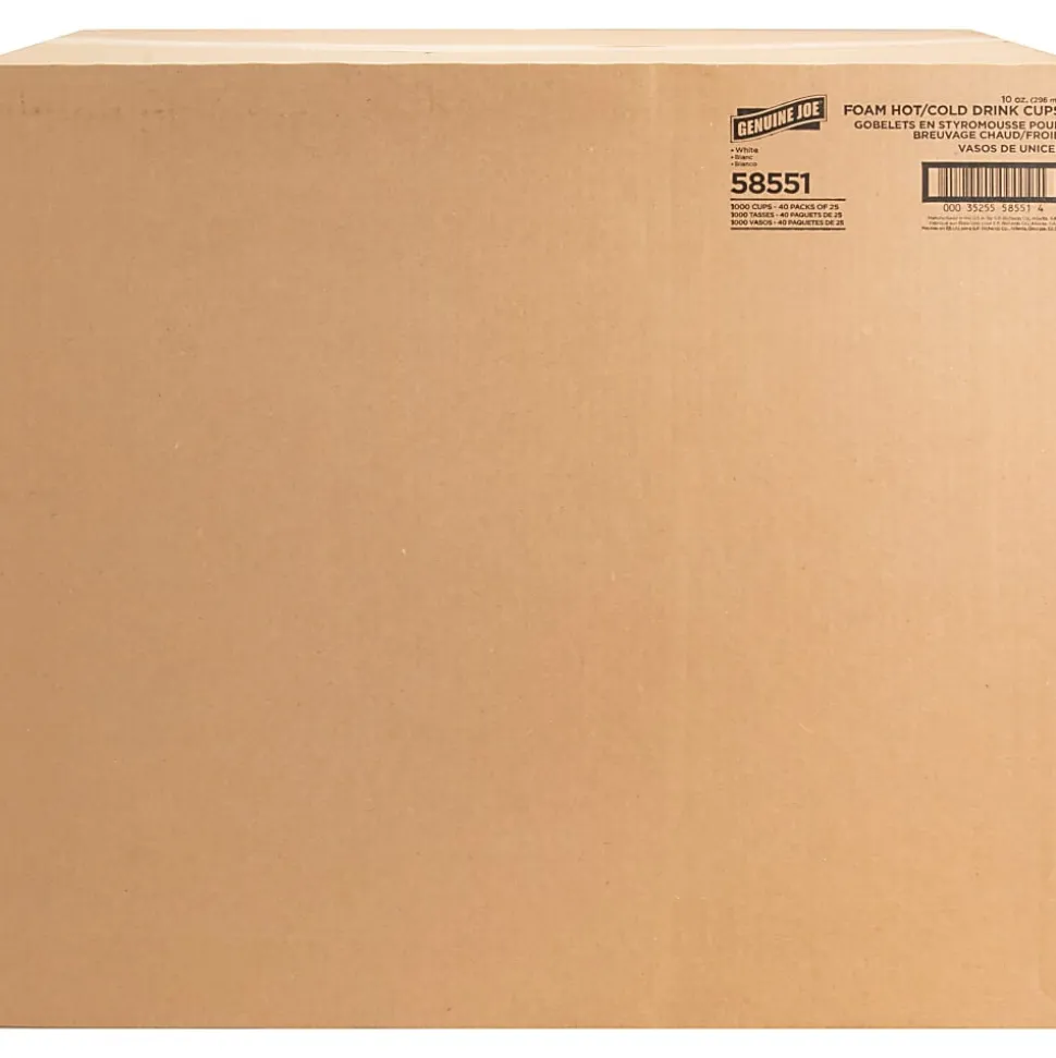 Genuine Joe Hot/Cold Foam Cups, 10 Oz., Carton Of 1000