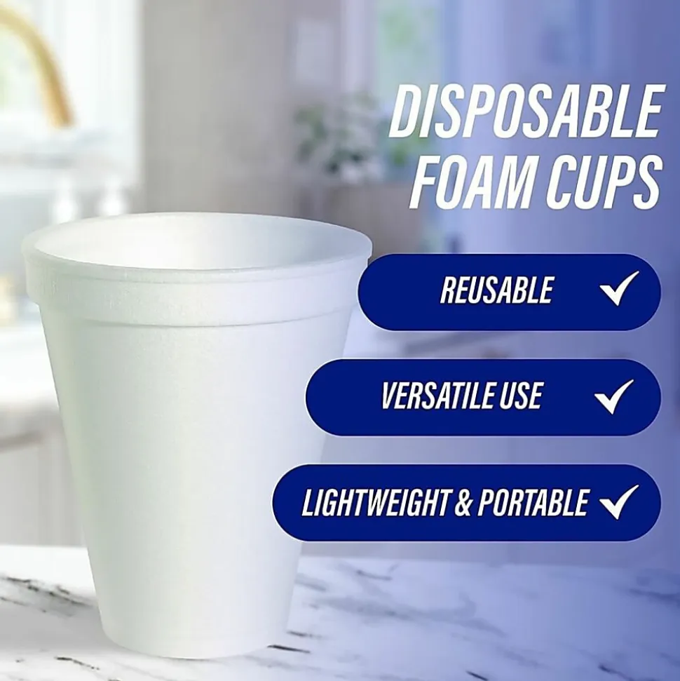 Genuine Joe Hot/Cold Foam Cups, 8 Oz, White, Carton Of 1,000 Cups