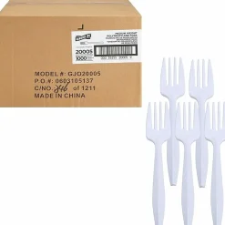 Genuine Joe Individually Wrapped Fork - 1 Piece(s) - Fork - 1 x Fork - Disposable - White - 1000/Carton