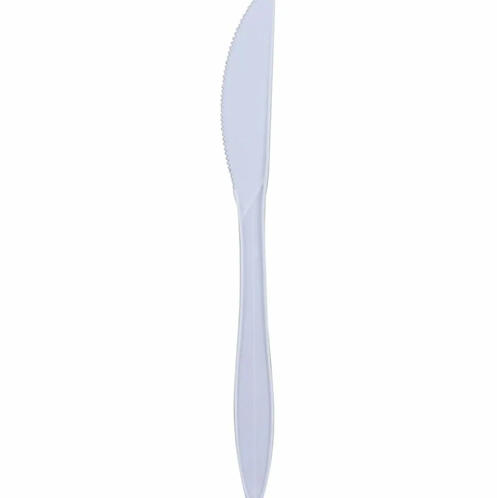 Genuine Joe Individually Wrapped Knife - 1 Piece(s) - Knife - 1 x Knife - Disposable - Polypropylene - White - 1000/Carton