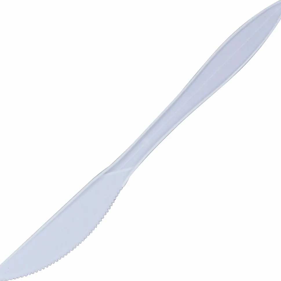 Genuine Joe Individually Wrapped Knife - 1 Piece(s) - Knife - 1 x Knife - Disposable - Polypropylene - White - 1000/Carton