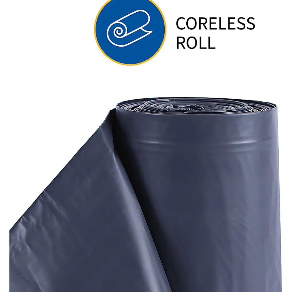 Genuine Joe Maximum Strength Trash Can Liners, 1.7mil, 55 Gallons, 39" x 56", Black, Box Of 50