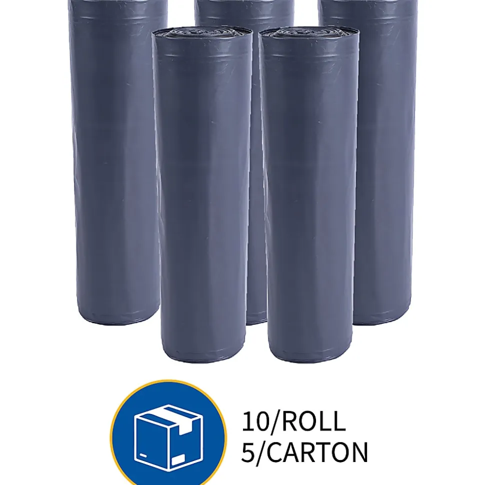 Genuine Joe Maximum Strength Trash Can Liners, 1.7mil, 55 Gallons, 39" x 56", Black, Box Of 50