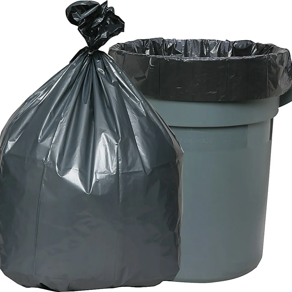 Genuine Joe Maximum Strength Trash Can Liners, 1.7mil, 55 Gallons, 39" x 56", Black, Box Of 50