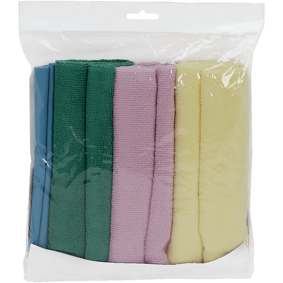 Genuine Joe Microfiber Cleaning Cloths, Box Of 4