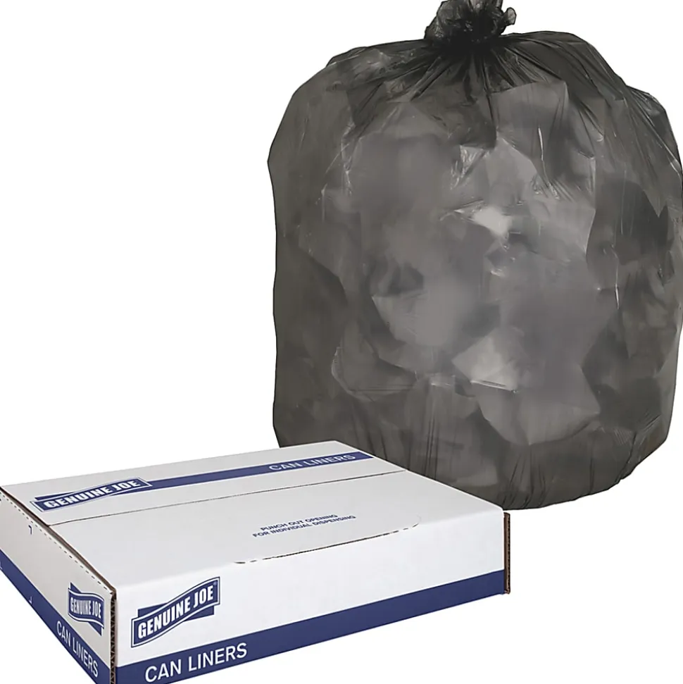 Genuine Joe® 0.35-mil Linear Low-Density Trash Liners, 10 Gallons, 24" x 23", Black, Carton Of 1000