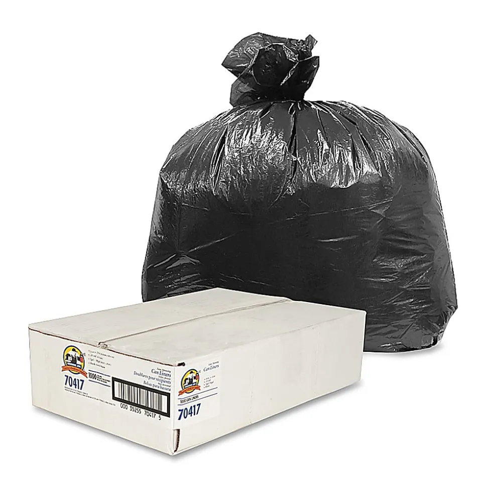 Genuine Joe® 0.35-mil Linear Low-Density Trash Liners, 10 Gallons, 24" x 23", Black, Carton Of 1000