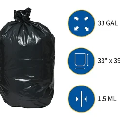 Genuine Joe 1.5 mil Trash Bags, 33 gal, 33