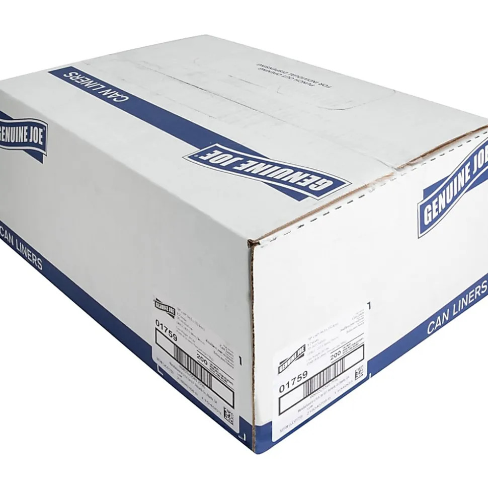 Genuine Joe 0.63 mil Trash Bags, 60 gal, 38"H x 60"W, Clear, 200 Bags