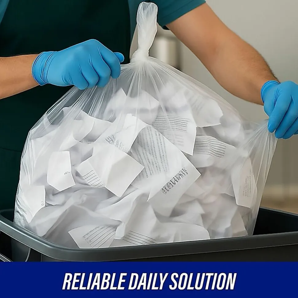 Genuine Joe 0.63 mil Trash Bags, 60 gal, 38"H x 60"W, Clear, 200 Bags