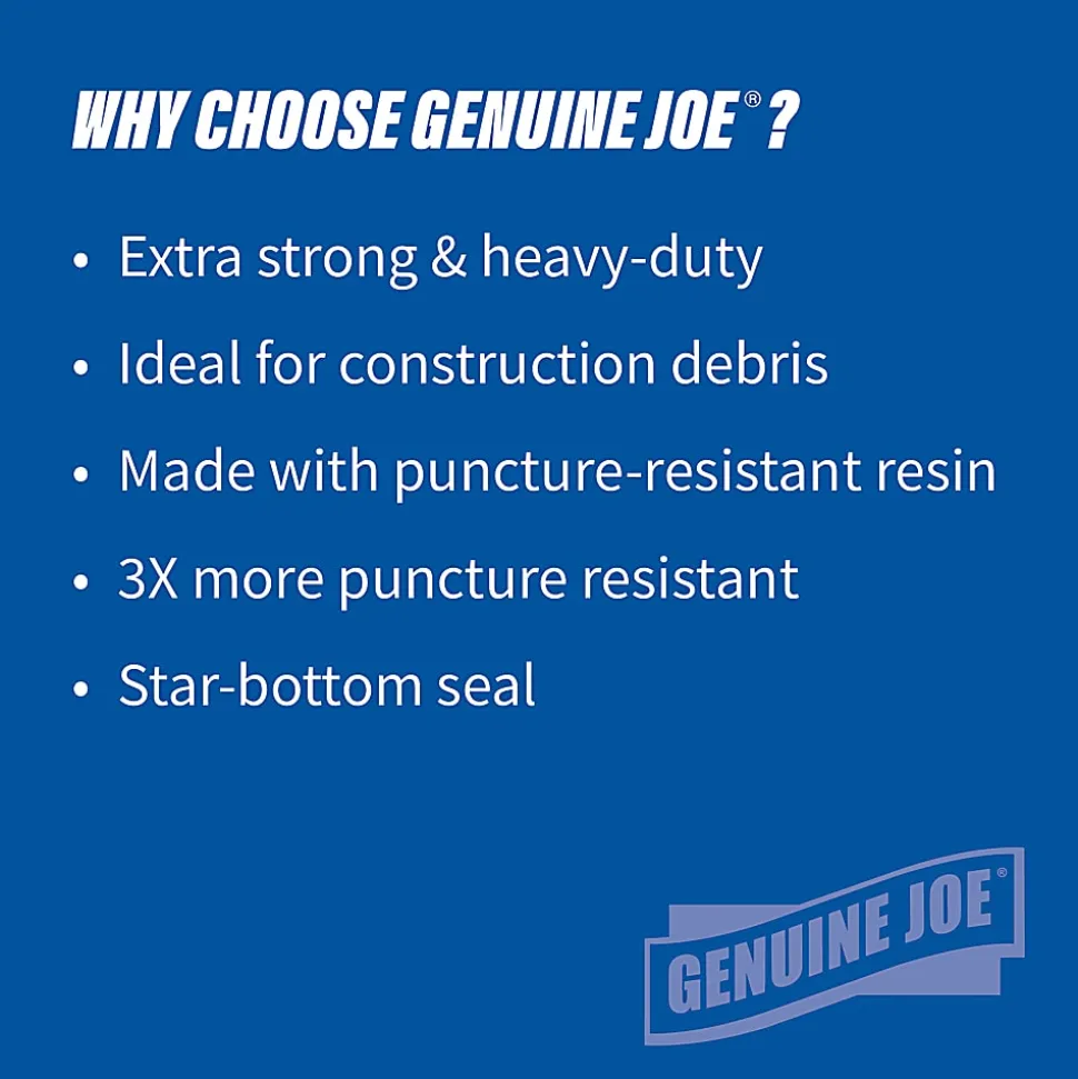 Genuine Joe 1.5 mil Trash Bags, 45 gal, 39"H x 46"W, Black, 50 Bags