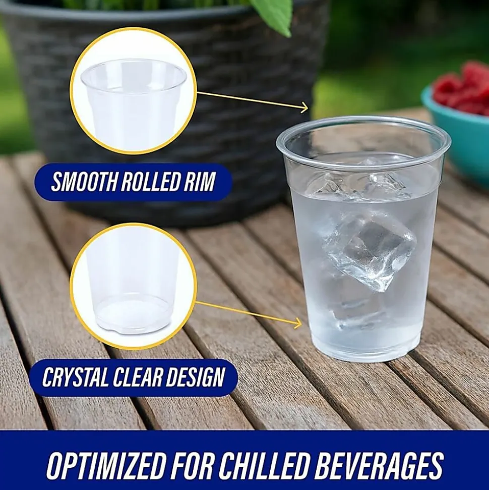 Genuine Joe 9 oz Clear Plastic Cups - 9 fl oz - Clear - Plastic - Cold Drink, Beverage - 50 / Pack