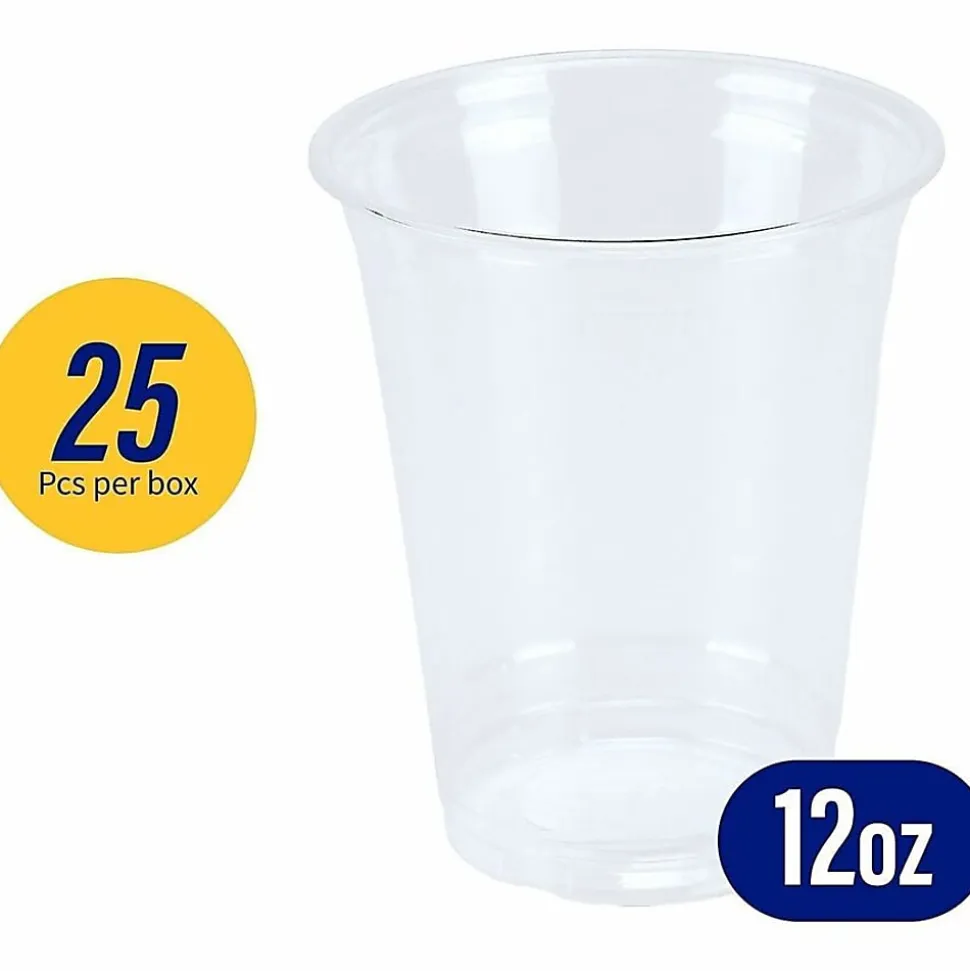 Genuine Joe 12 oz Clear Plastic Cups - 12 fl oz - Clear - Plastic - Cold Drink, Beverage - 25 / Pack
