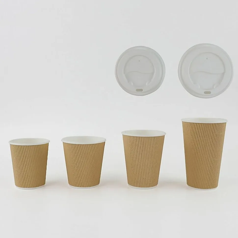 Genuine Joe 16 oz Rippled Hot Cups - 16 fl oz - Brown - Hot Drink, Hot Drink, Beverage - 25/Pack - 5 / Bundle