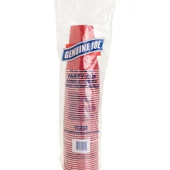 Genuine Joe Plastic Party Cups, 16 Oz, Red, Pack Of 50