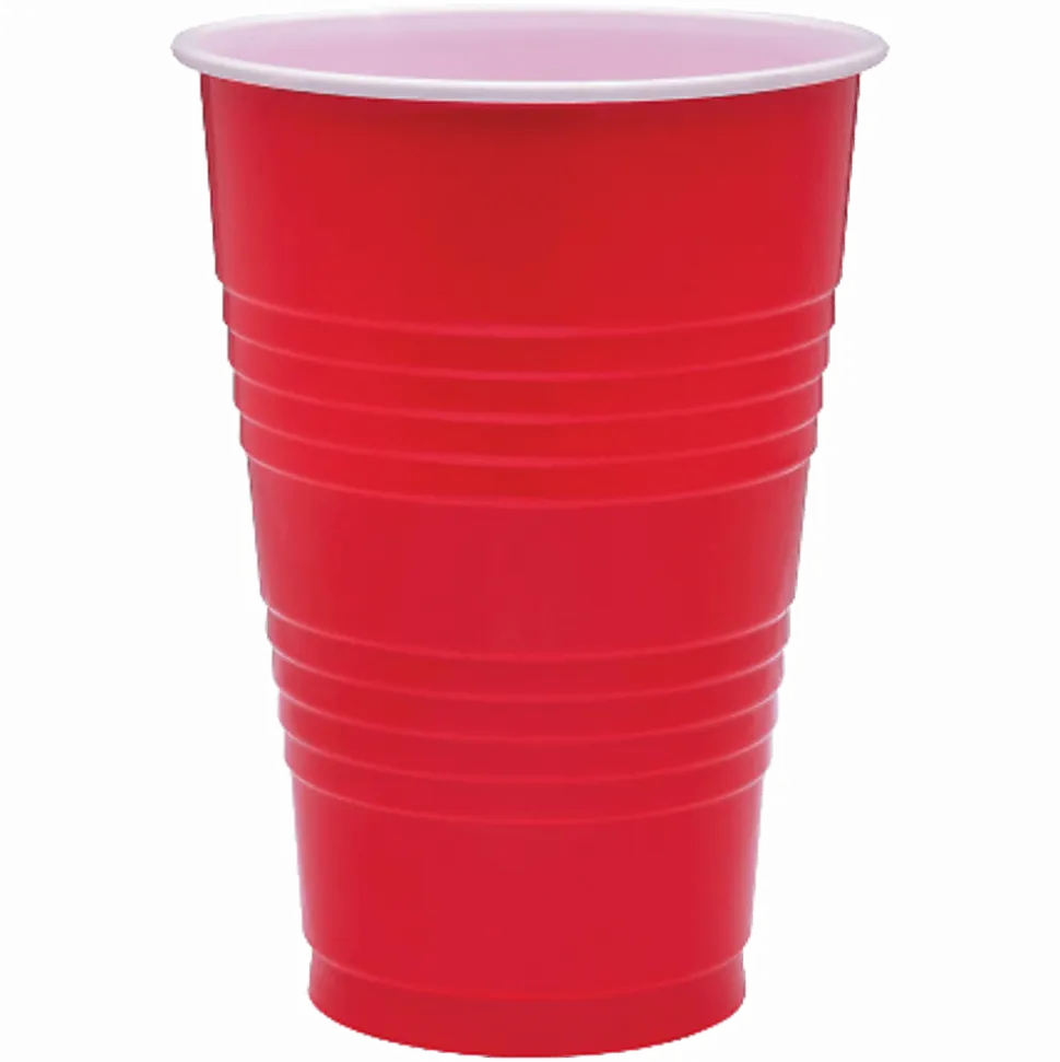 Genuine Joe Plastic Party Cups, 16 Oz, Red, Pack Of 50