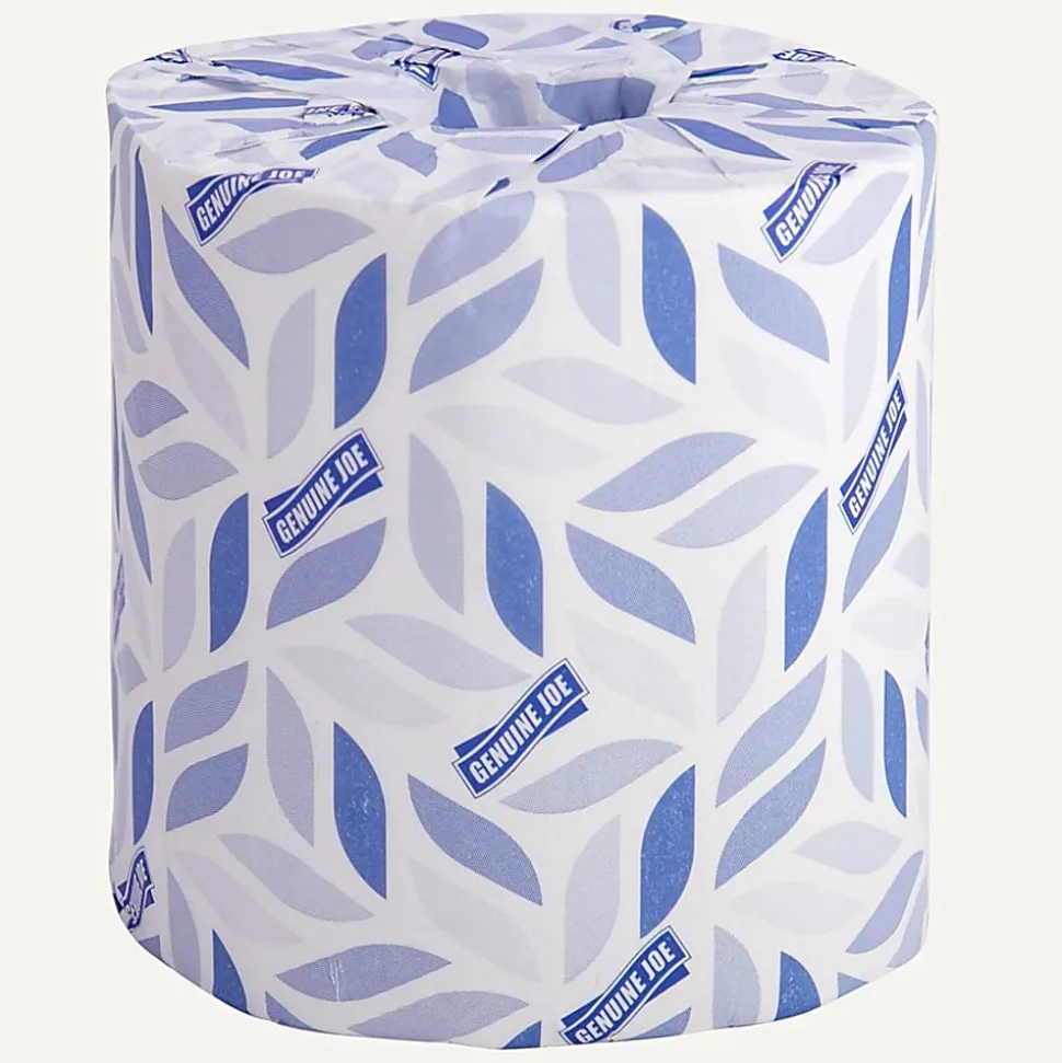 Genuine Joe 2-ply Bath Tissue Rolls - 2 Ply - 4" Width x 3.75" Length - 400 Sheets/Roll - Embossed - White - 24 / Carton