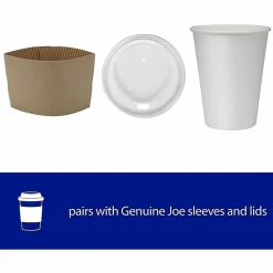 Genuine Joe Polyurethane-Lined Disposable Hot Cups, Single, 12 Oz, White, Pack Of 1000