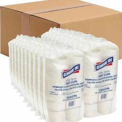 Genuine Joe Polyurethane-Lined Disposable Hot Cups, Single, 12 Oz, White, Pack Of 1000