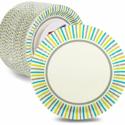 Genuine Joe 7" Printed Paper Plates - Disposable - 7" Diameter - Assorted - 125 / Pack