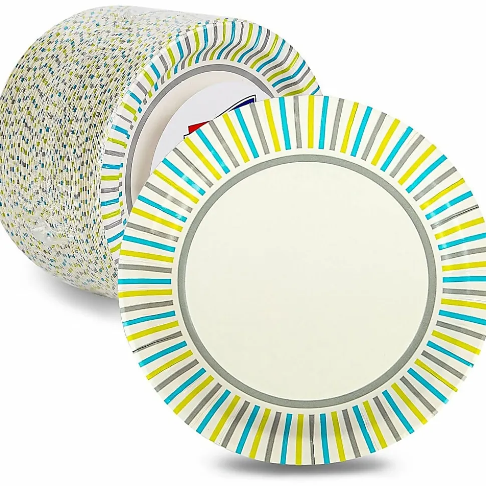 Genuine Joe 7" Printed Paper Plates - Disposable - 7" Diameter - Assorted - 125 / Pack