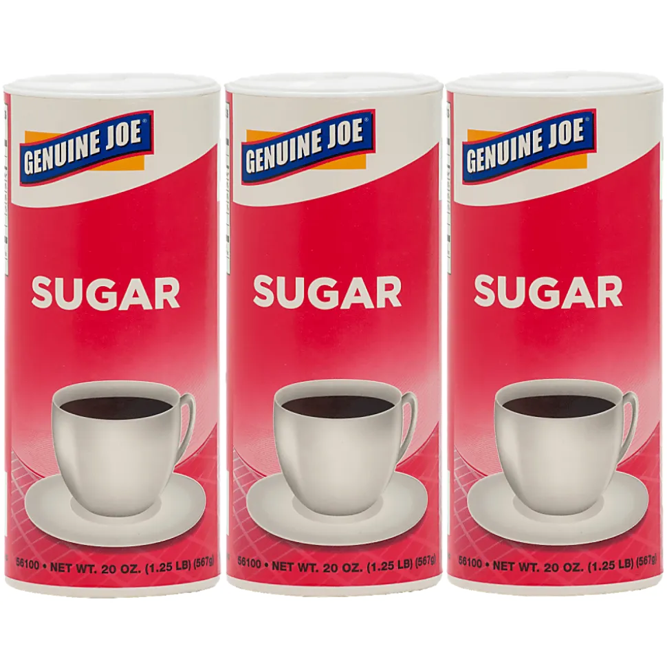 Genuine Joe Pure Sugar Canisters, 20 Oz., Pack Of 3