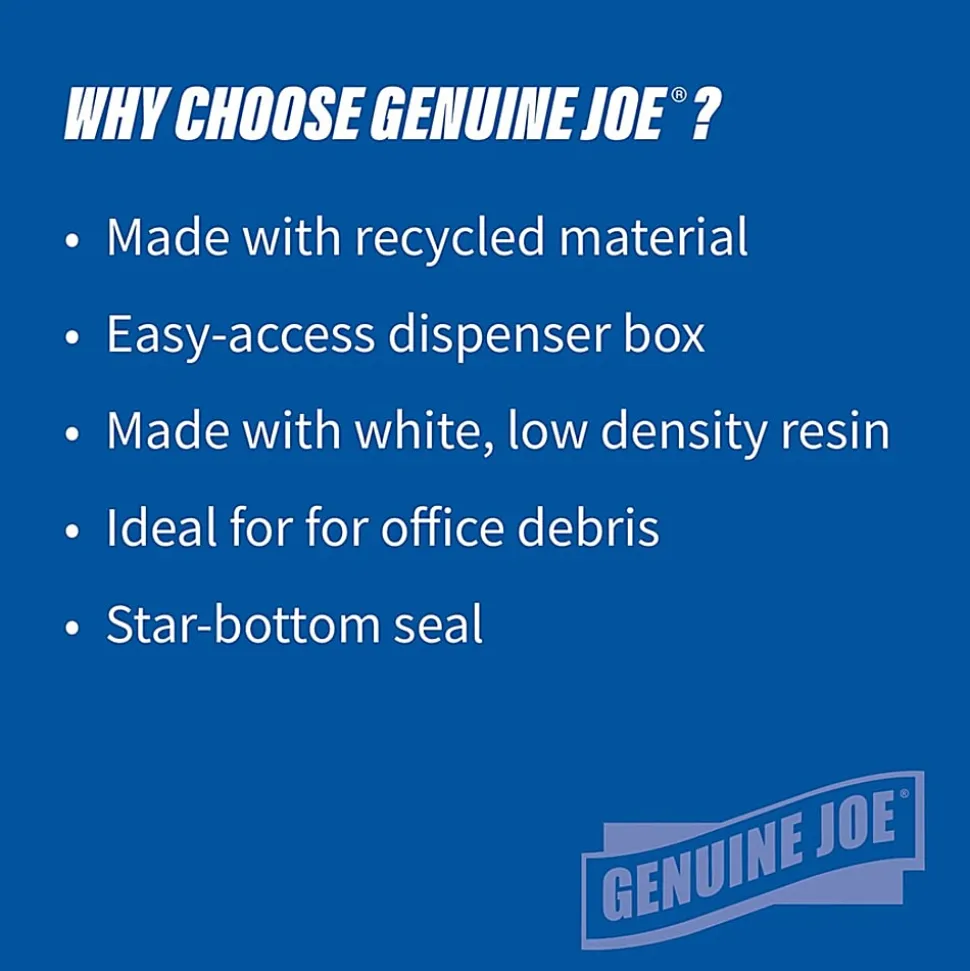 Genuine Joe 75% Recycled Heavy-Duty Contractor Trash Bags, 0.8 mil, 13 Gallons, 24" x 31", White, Box Of 150