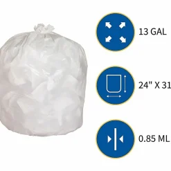 Genuine Joe 75% Recycled Heavy-Duty Contractor Trash Bags, 0.8 mil, 13 Gallons, 24
