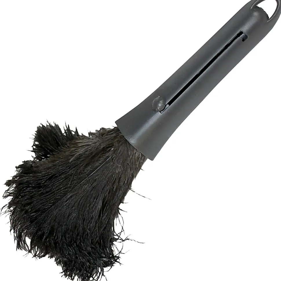 Genuine Joe Retractable Feather Duster - Plastic Handle - Brown - 1 Each