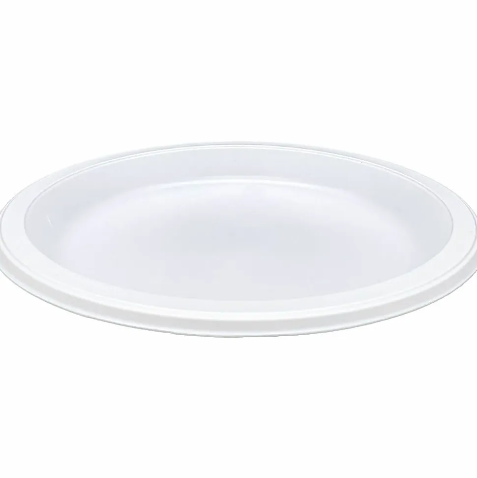 Genuine Joe Reusable/Disposable 9" Plastic Plates, White, Pack Of 125
