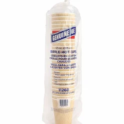 Genuine Joe Ripple Hot Cups, 12 Oz, Brown, Pack Of 25