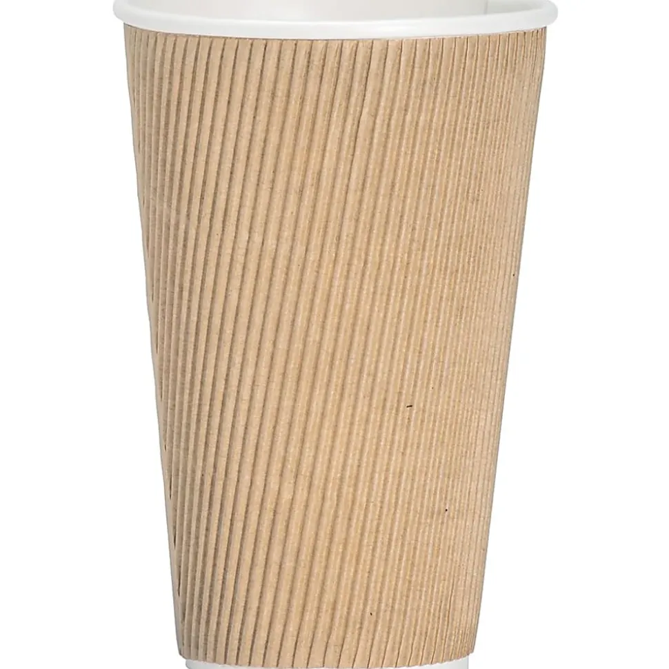 Genuine Joe Ripple Hot Cups, 16 Oz, Brown, Pack Of 500