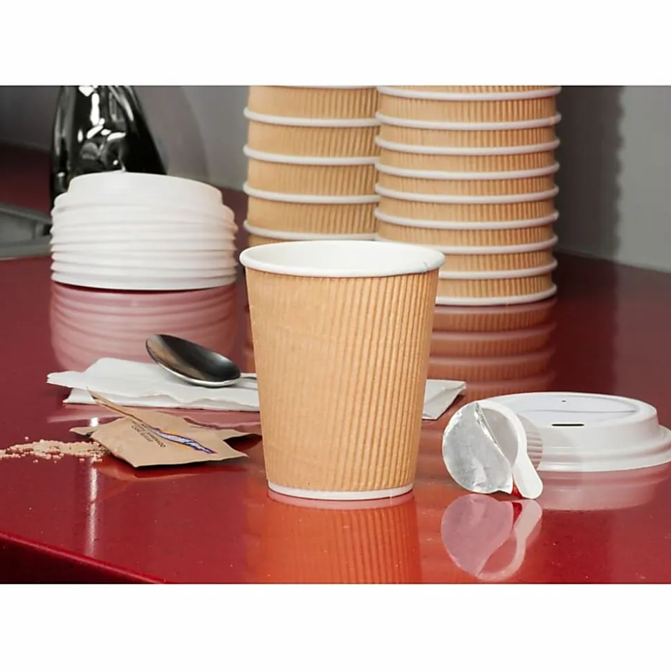 Genuine Joe Ripple Hot Cups, 10 Oz, Brown, Pack Of 25