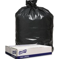 Genuine Joe Trash Bags, 47"H x 43"W, 70% Recycled, Black, 1.6 mil, 100 Bags