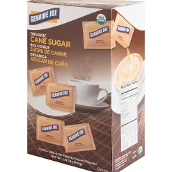 Genuine Joe Turbinado Natural Cane Sugar Packets - 0.159 oz (4.5 g) - Molasses Flavor - Natural Sweetener - 200/Box - 2 / Carton