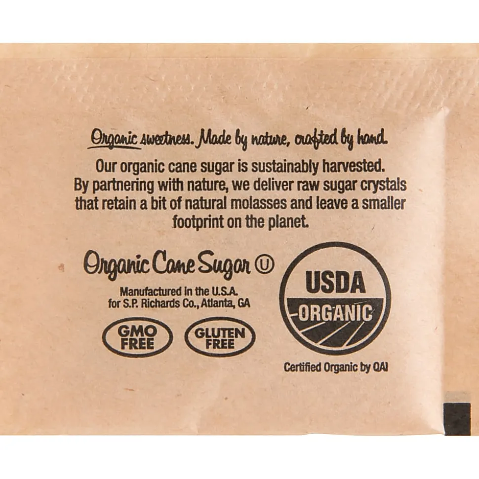 Genuine Joe Turbinado Natural Cane Sugar Packets - 0.159 oz (4.5 g) - Molasses Flavor - Natural Sweetener - 200 / Box