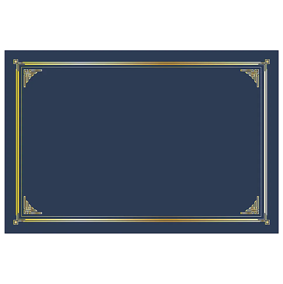 Geographics® Linen Mini Certificate Covers, 9-3/4" x 6-1/2", Navy, Pack Of 10 Covers
