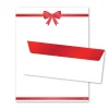 Geo Studios Premium Holiday Letterhead And Envelope Kit, 11" x 8-1/2", Red Bow, Kit Of 48 Pieces
