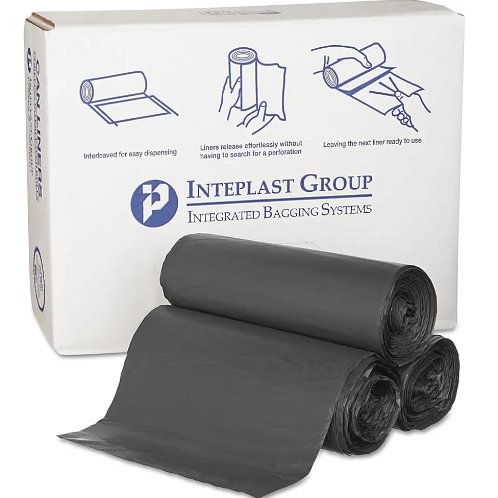 Get Reddi Inteplast Group, 0.87 mil, 22 Mic Interleaved High Density Can Liners, 55 Gallons, Black, Pack Of 150 Liners