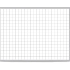 Ghent Grid Magnetic Dry-Erase Whiteboard, 36" x 48", Aluminum Frame With Silver Finish
